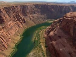 Aerial over Horseshoe Bend / Colorado River / Page, Arizona Stock Footage