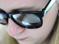 Information watching screen on glasses Stock Footage