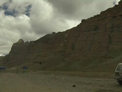 Pan Left Wide Shot Mountains Lhasa Tibet China Stock Footage