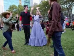 Square Dancers Hold Gathering In New York's Bryant Park Stock Footage