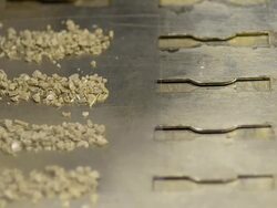 close up dovetail platic compound pellet Stock Footage