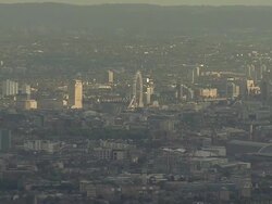 Aerial tracking W/S London looking South West from North east Stock Footage