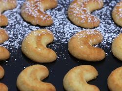 HD Powdering Vanilla Sand Tarts Stock Footage