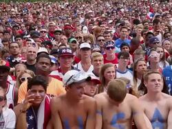 Soccer Fans Gather To Watch US v Germany World Cup Match Stock Footage