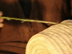 Tunisian Basket Maker weaves basket in traditional way Stock Footage