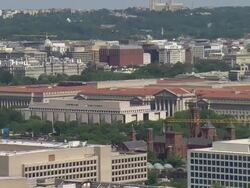 WS AERIAL View of Smithsonian Castle / Washington, Dist. of Columbia, United States Stock Footage
