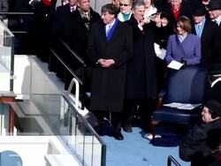 January 20, 2009 HA WS Dianne Feinstein introducing President Barack Obama as he gives his inaugural address/ Washington DC/ AUDIO Stock Footage