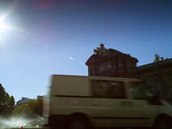 WS View of Puerta del alcala and busy traffic / Madrid, Spain Stock Footage