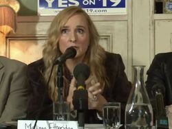 SPEECH: Musician Melissa Etheridge encourages to come out of the closet and speaking the truth at the BuddhaFest Pre-Event Press Conference on Prop 19 at Hollywood CA. (Footage by WireImage Video/GettyImages) Stock Footage