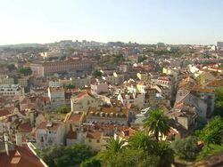 MS Panoramic view on Downtown Lisbon / Lisbon, Portugal Stock Footage