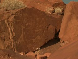 Rock art at Twyfelfontein, North Western Namibia. National Monument and World Heritage Site Stock Footage