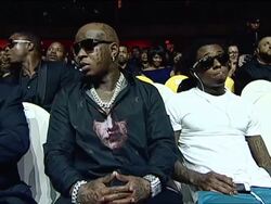 SPEECH - Ray J presents award as Juvenile, Birdman  and Lil Wayne approach the stage at The 2013 BMI R&B/Hip-Hop Awards - Cash Money Records' Bryan 'Birdman' Williams & Ronald 'Slim' Williams Honored As BMI Icons Stock Footage