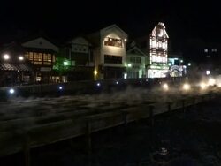 WS View of Yubatake, traditional way for cool down of hot water at most famous hot spring, Kusatsu Onsen / Kusatsu, Gunma Prefecture, Japan  Stock Footage