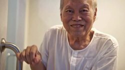 Senior Man Use Security Slippery Armrest Stock Footage