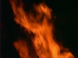 Fire - bonfire at night, CU flames Stock Footage