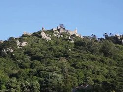 Sintra, View of the Castle of the Moors, (Castelo dos Mouros) from the city Sintra  Stock Footage