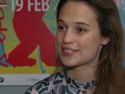 INTERVIEW: Alicia Vikander on playing Tolstoy's film at A Royal Affair Interview: 62nd International Berlin Film Festival 2012 at Berlinale Palace on February 17, 2012 in Berlin, Germany. (Footage by WireImage Video/Getty Images Entertainment Video)  Stock Footage