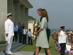 William & Kate Lay Wreath at Kranji War Memorial News Clip