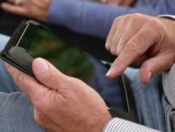 Touching Screen on Tablet-Pc Stock Footage