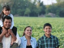 MS DS Portrait of Proud Family Standing in Field of Crops / Eastville, Virginia, United States Stock Footage