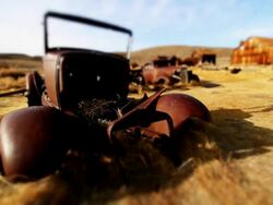 Tilt Shift Abandoned car 2 Stock Footage