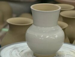 Craftsman glazed at the pottery Stock Footage