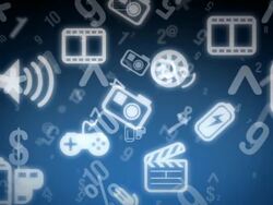 Shiny icons and numbers on the background - HD Stock Footage