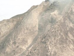 A Pryoclastic Flow Forms As Lava Dome Collapses At Sinabung Volcano Stock Footage