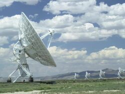 Very Large Array Radio Telescopes near Socorro, New Mexico, USA. Clouds Stock Footage