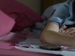 close up : young woman read and write sheet Stock Footage
