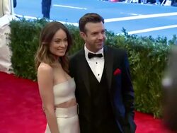 Olivia Wilde and Jason Sudeikis at "PUNK: Chaos To Couture" Costume Institute Gala Stock Footage