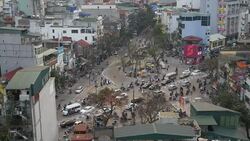 High shot over busy Hanoi traffic News Clip