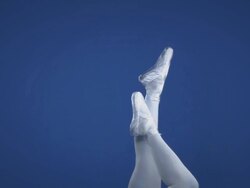 Girl pointing toes in ballet class Stock Footage
