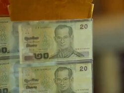 Merit by money in temple Stock Footage