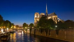 Notre Dame cathedral and the River Seine, Paris, France, Europe - Time lapse Stock Footage