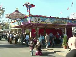Oktoberfest-area and some carousels Stock Footage
