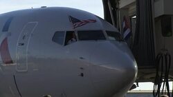 CLEAN : First American Airlines flight arrives in Cubas Havana News Clip