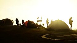 siluate of tourist at view point in doi angkhan mountrain, chiangmai Thailand Stock Footage