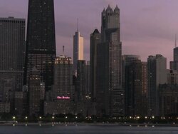 WS Chicago skyline at dusk / Chicago, Illinois, USA Stock Footage