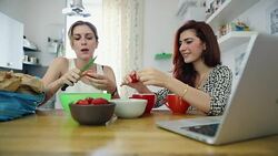 Everyday life at home: female friendship Stock Footage