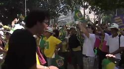 CLEAN : Pro-impeachment protesters watch Brazil lower house session News Clip