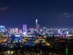 WS T/L View of Ho Chi Minh City downtown at night / Ho Chi Minh City, Southeastern, Vietnam Stock Footage