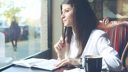 Business young woman writing notes. Stock Footage