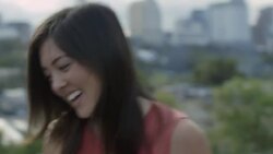 Young couple dance overlooking Austin, Texas skyline Stock Footage