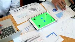 Two person working on Tablet Chroma Key Stock Footage