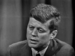 Senator Kennedy and Senator Potter Debate Welfare Stock Footage