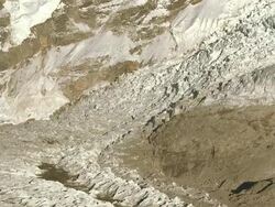 Panoramic shot of a glacier at the base of Mt. Everest. Stock Footage