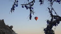 hot air balloon in the air in Cappadocia Stock Footage