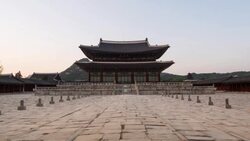 Day and night view of Geunjeongjeon(Korean National Treasure) at Gyeongbokgung ancient palace Stock Footage