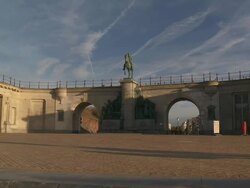 MS Leopold II monument at waterfront / Ostend, Flanders, Belgium Stock Footage